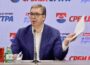 Beograd, 8. juna 2025. - Predsednik Srbije i èlan Predsednitva SNS Aleksandar Vuèiæ izjavio je veèeras da je lista "Ne damo Srbiju - Aleksandar Vuèiæ" na lokalnim izborima u Zajeèaru ubedljivo pobedila, kao i da je odnela pobedu u Kosjeriæu iako je tu, kako je rekao, tesno. FOTO TANJUG/MARKO ÐOKOVIÆ//bs