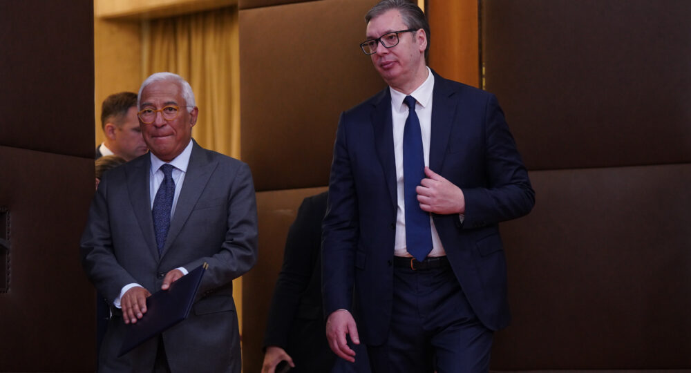 Beograd, 13. maja 2025. - Predsednik Aleksandar Vučić izjavio je posle sastanka sa predsednikom ES Antoniom Koštom da je Košta doneo dobru volju u razgovore o pristupanju Srbije EU. FOTO TANJUG/ MILOŠ MILIVOJEVIĆ/ bg