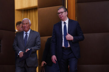 Beograd, 13. maja 2025. - Predsednik Aleksandar Vučić izjavio je posle sastanka sa predsednikom ES Antoniom Koštom da je Košta doneo dobru volju u razgovore o pristupanju Srbije EU. FOTO TANJUG/ MILOŠ MILIVOJEVIĆ/ bg