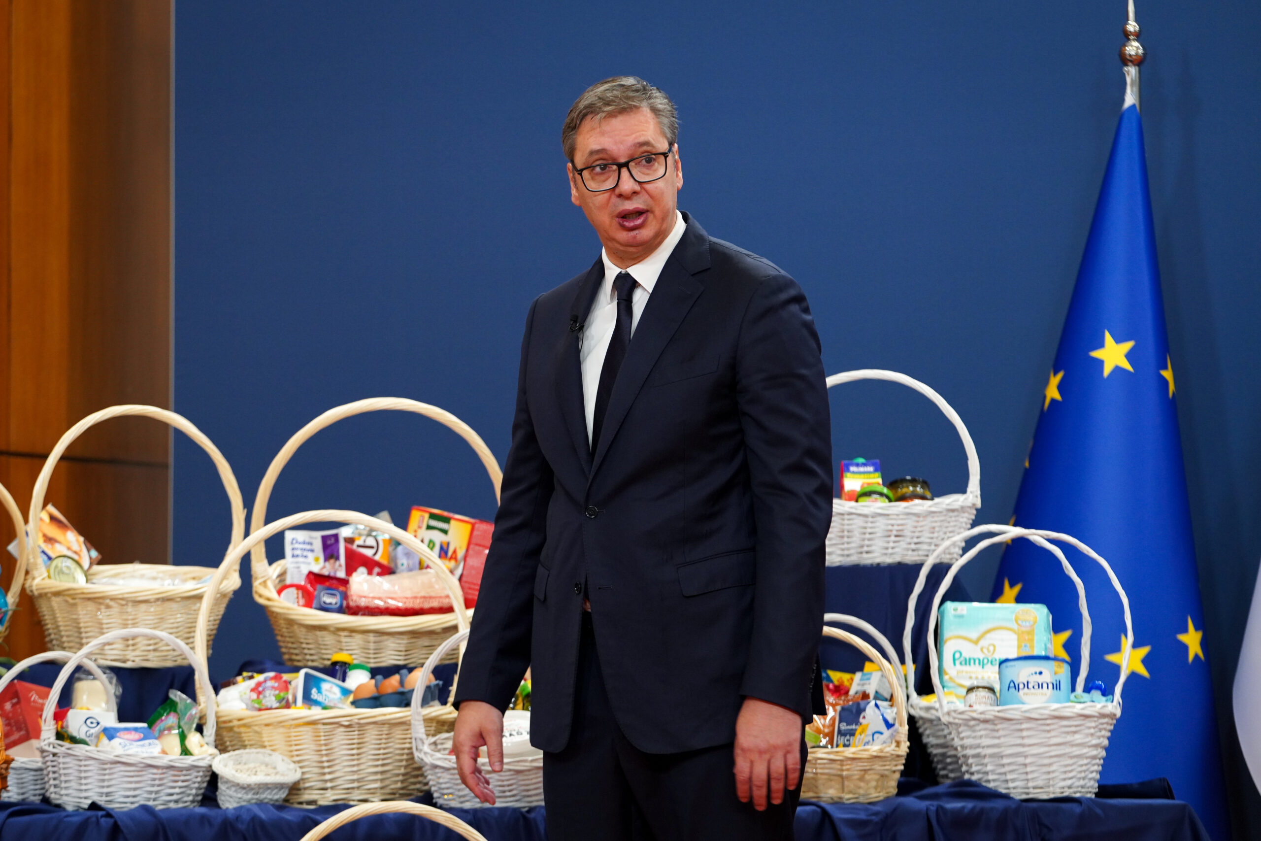 Beograd, 24. avgusta 2025. - Vučić predstavlja nove mere za bolji standard građana: Smanjićemo cene za skoro 3.000 proizvoda. FOTO TANJUG/ JADRANKA ILIÆ/ nr