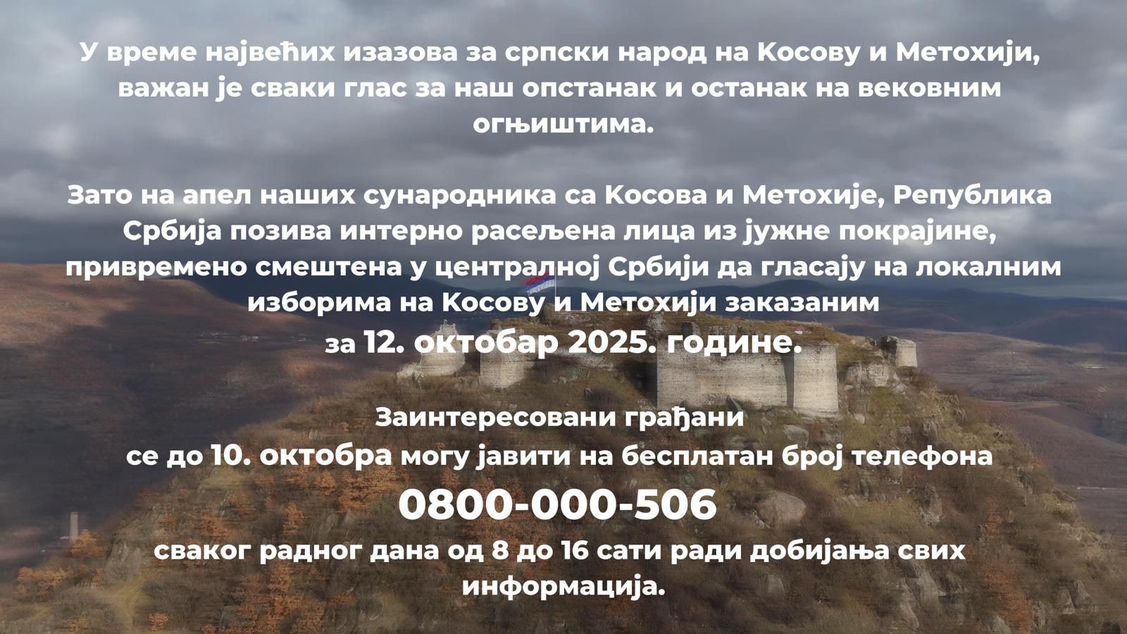 Poziv na glasanje KiM Komesarijata za izbeglice i migracije RS
